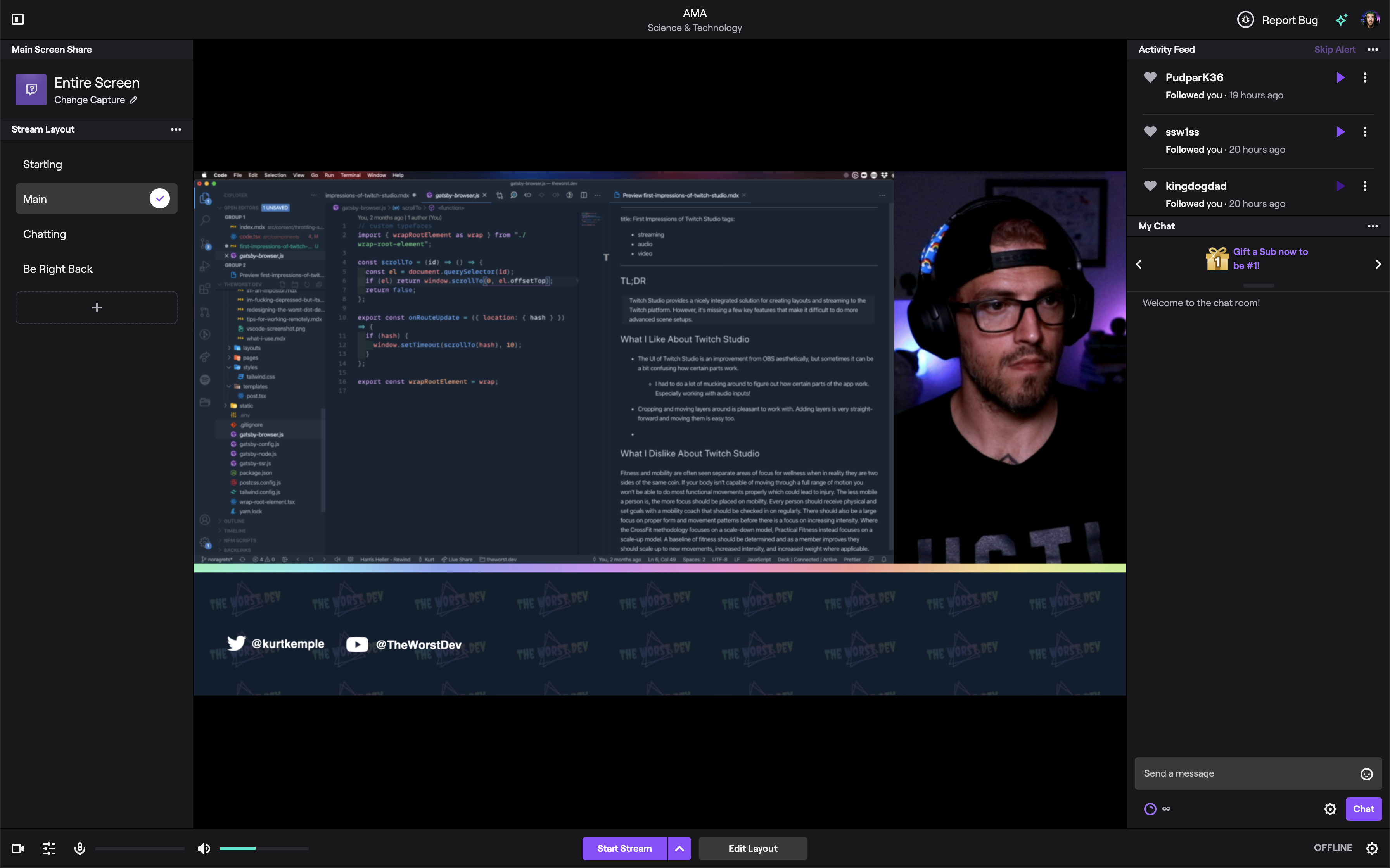 screen shot of twitch studio
